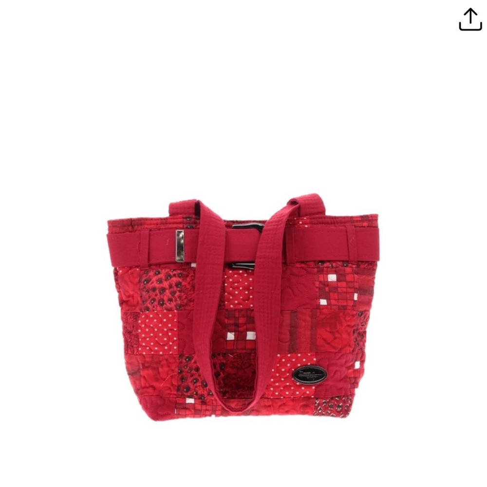 Chic Red Patchwork Tote Bag - image 1